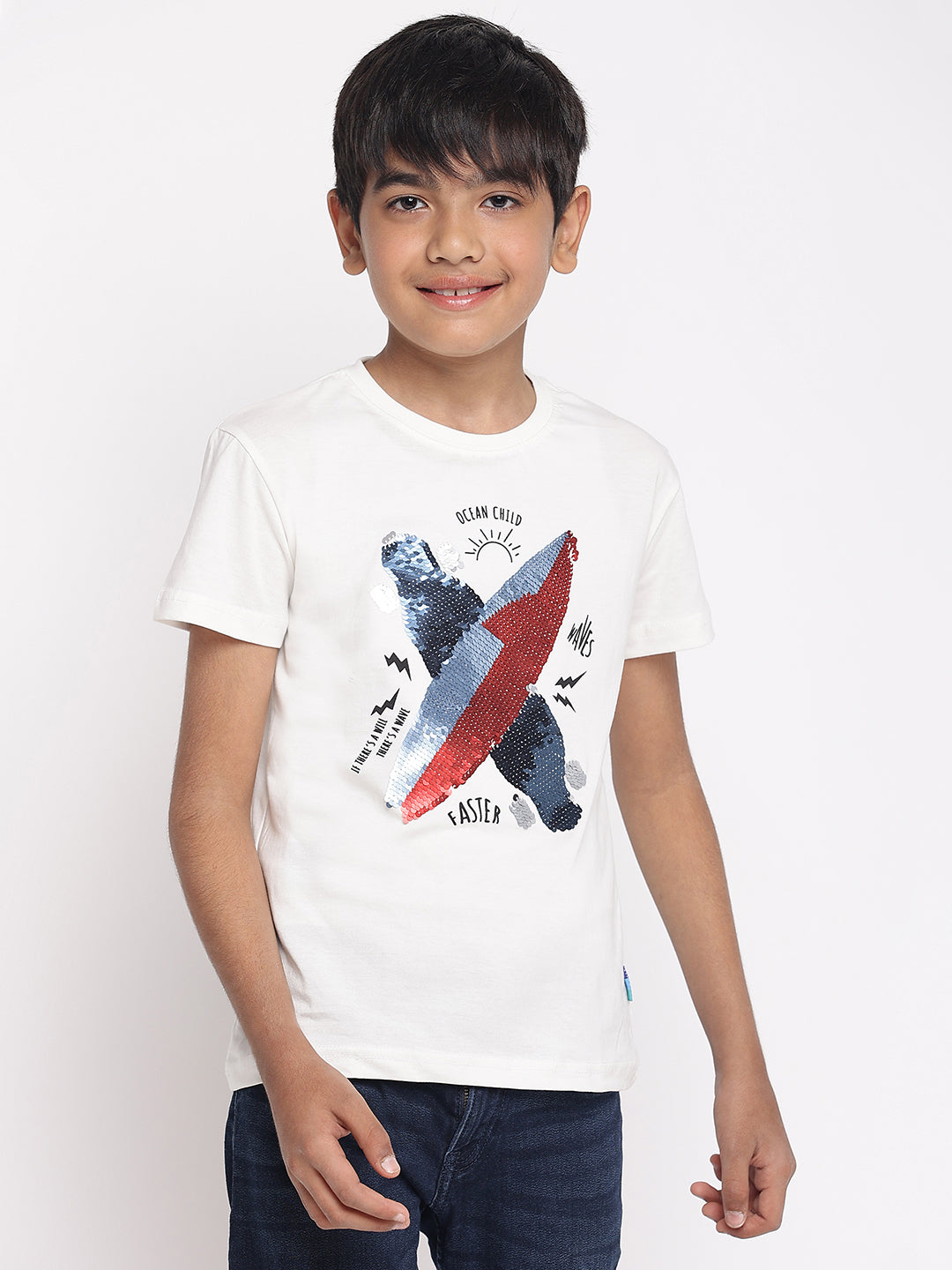 Nautinati Boys' Cotton T-shirt With Badge Detailing