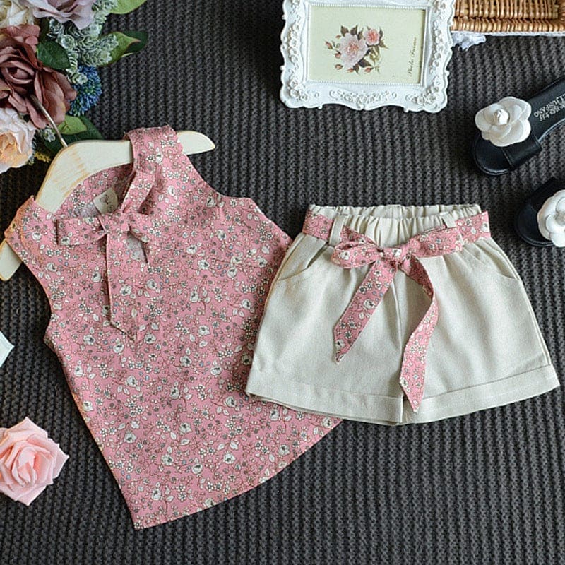 Lil Tomatoes Girls Denim Sets with Floral Print