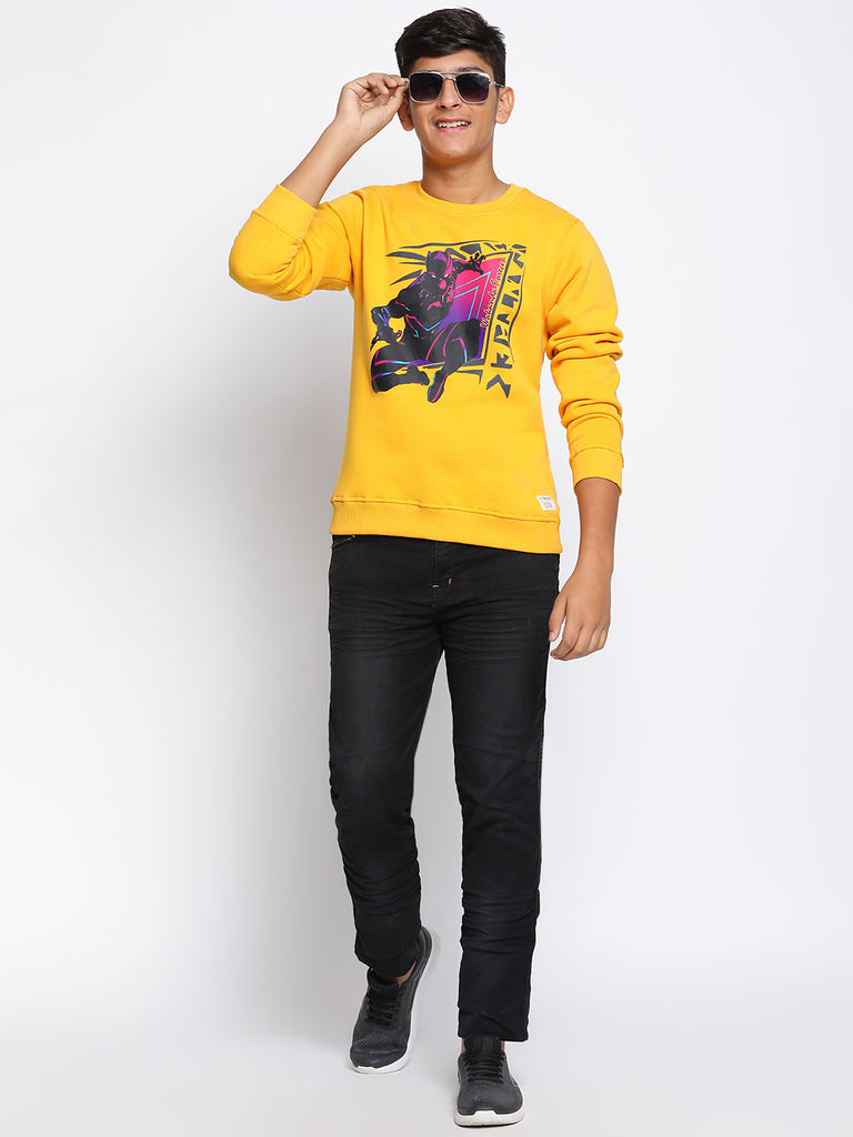 Lil Tomatoes Boys Black Panther Cotton Fleece Sweatshirt
