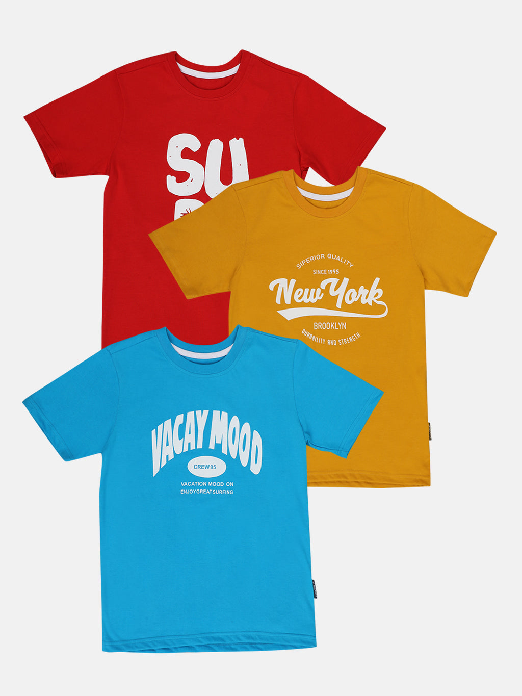 Lil Tomatoes Boys Cotton Combo T-Shirt Pack of 3- Multicolor