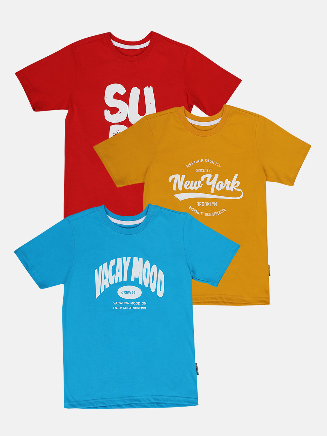 Lil Tomatoes Boys Cotton Combo T-Shirt Pack of 3- Multicolor