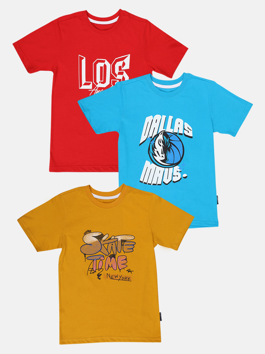 Lil Tomatoes Boys Cotton Combo T-Shirt Pack of 3- Multicolor
