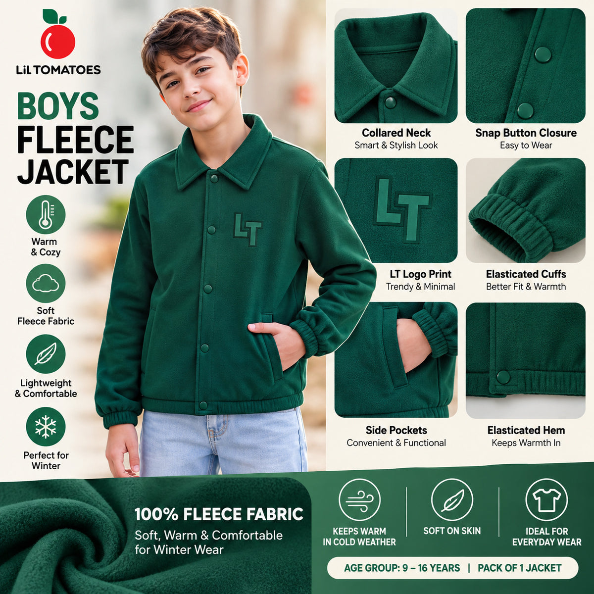 Lil Tomatoes Boys Cotton Fleece Jacket