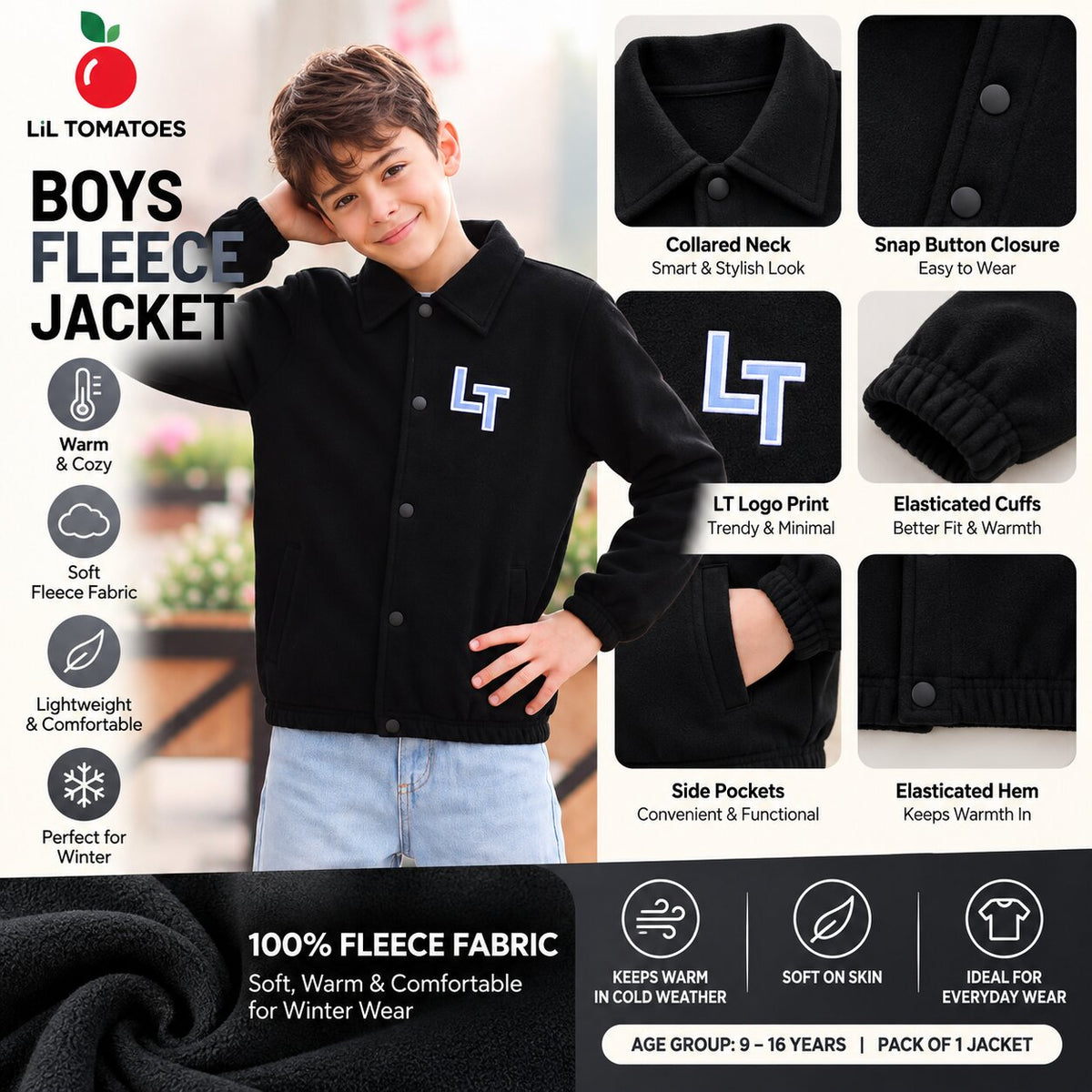Lil Tomatoes Boys Cotton Fleece Jacket