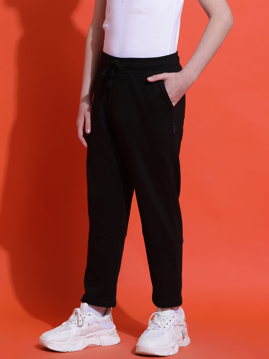 Lil Tomatoes Boys Cotton Looper Trackpant-Black