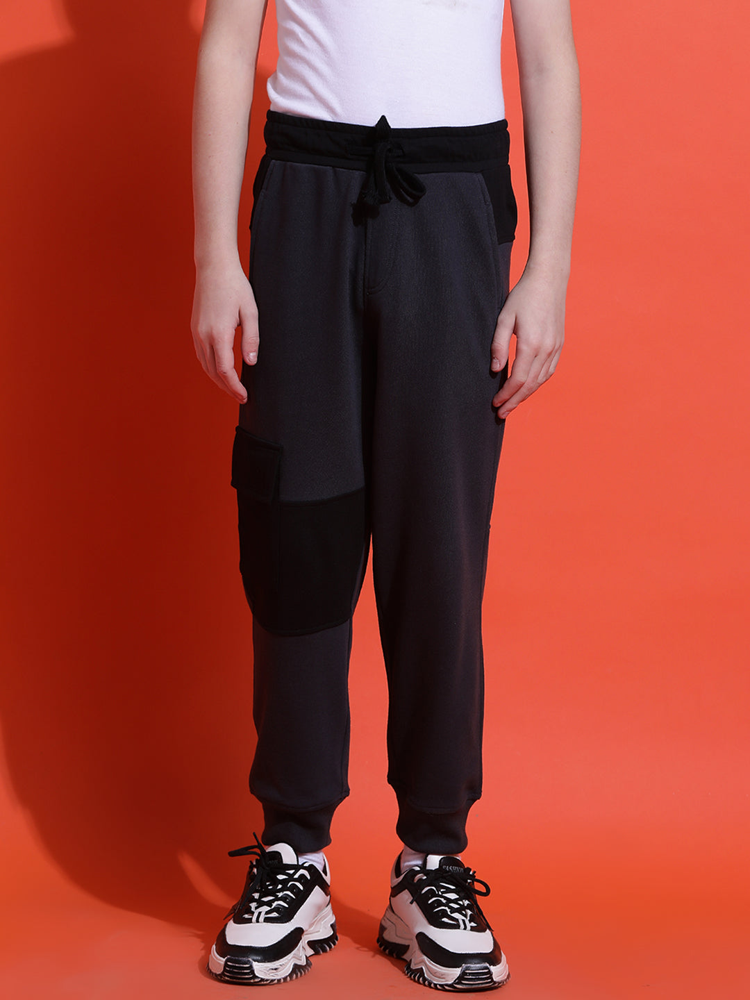 Lil Tomatoes Boys Cotton Looper Joggers Trackpant-Charcoal