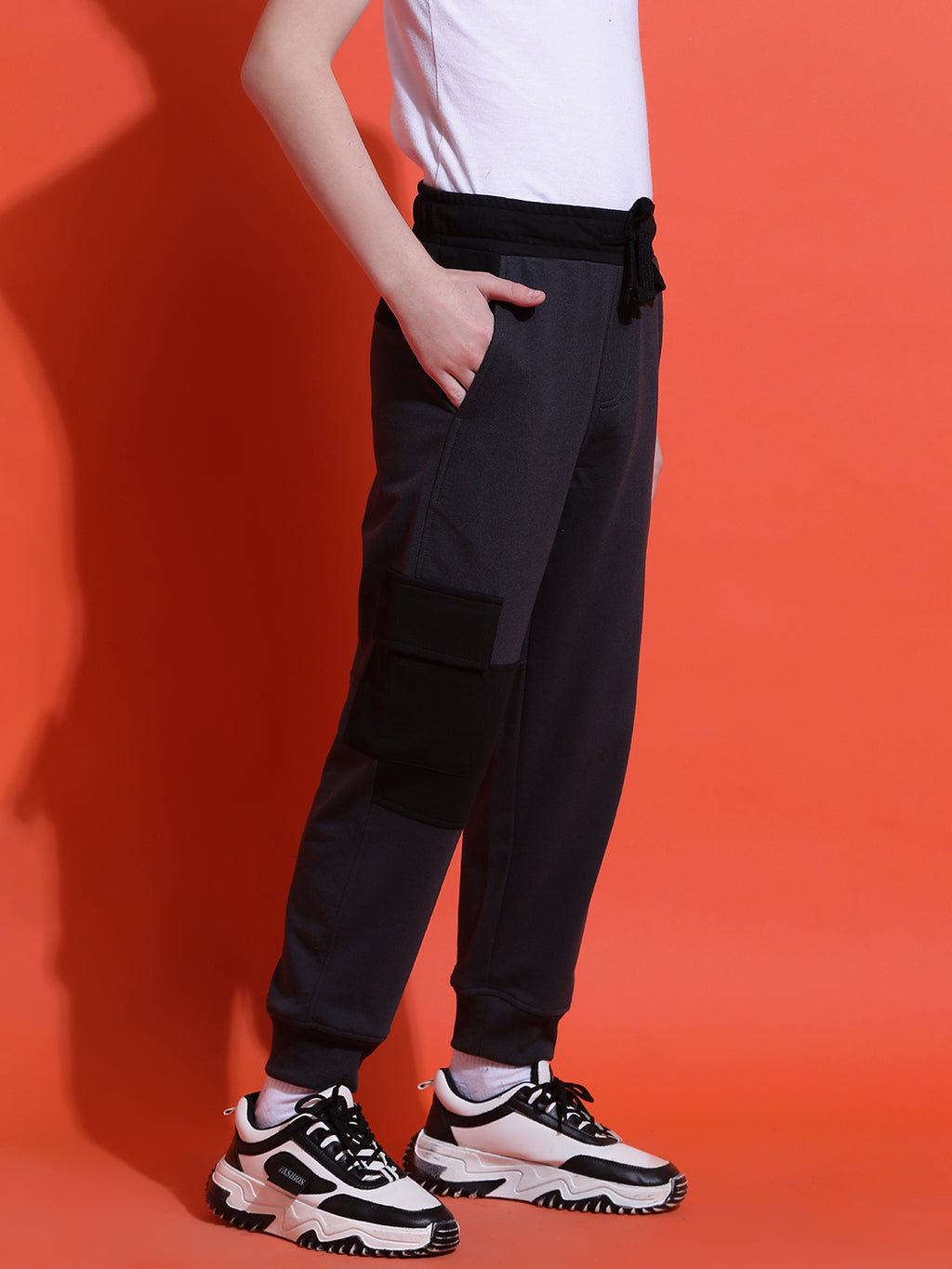 Lil Tomatoes Boys Cotton Looper Joggers Trackpant-Charcoal