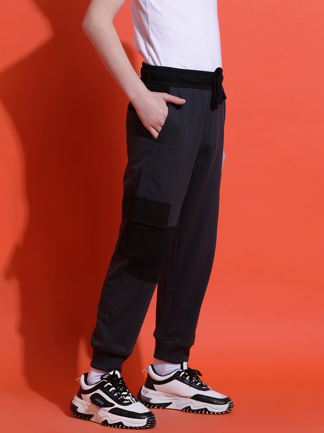 Lil Tomatoes Boys Cotton Looper Joggers Trackpant-Charcoal