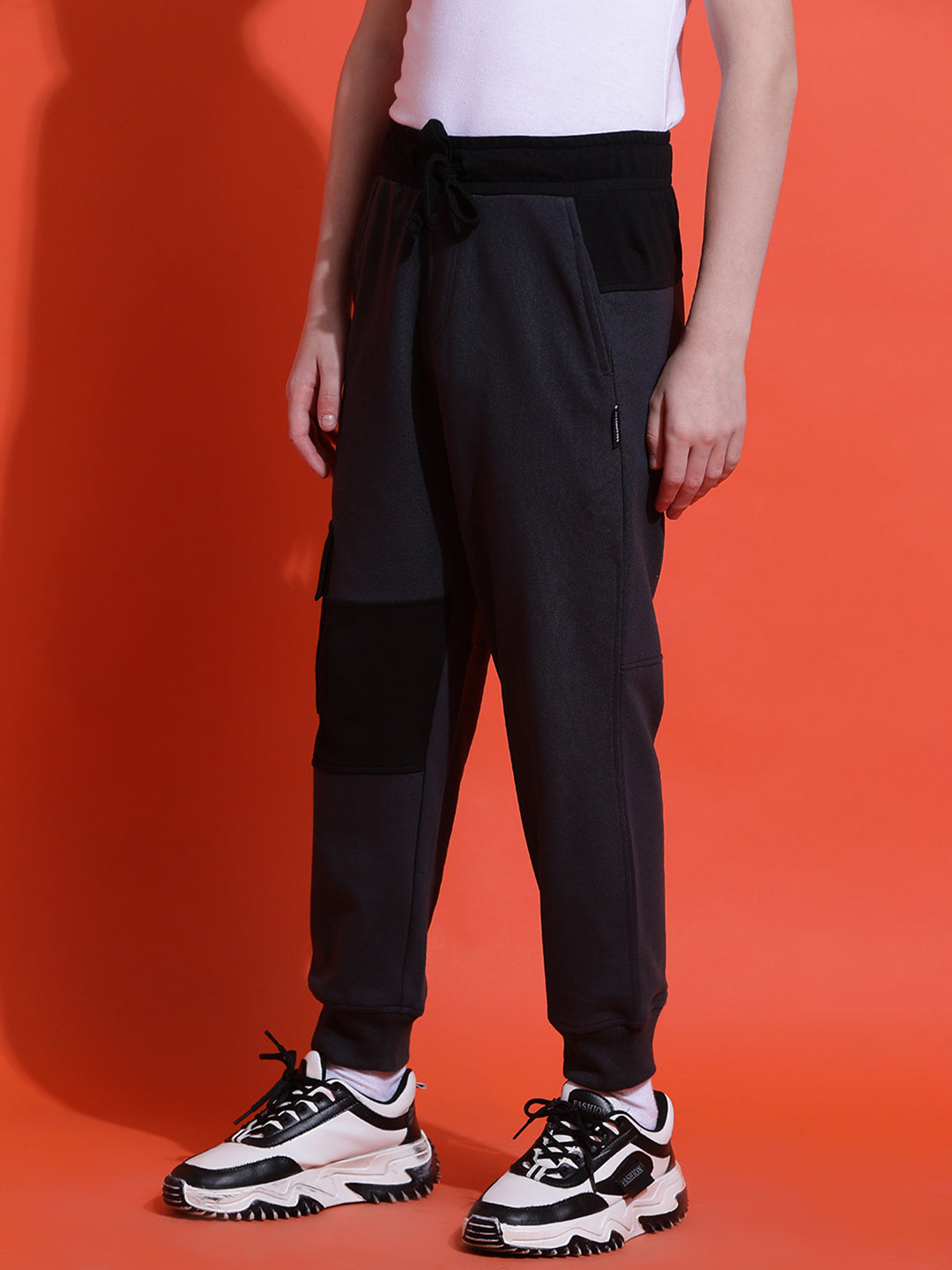 Lil Tomatoes Boys Cotton Looper Joggers Trackpant-Charcoal
