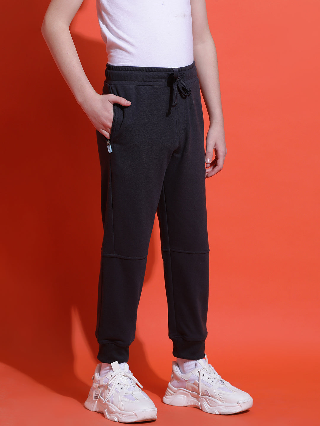 Lil Tomatoes Boys Cotton Looper Joggers Trackpant-Charcoal