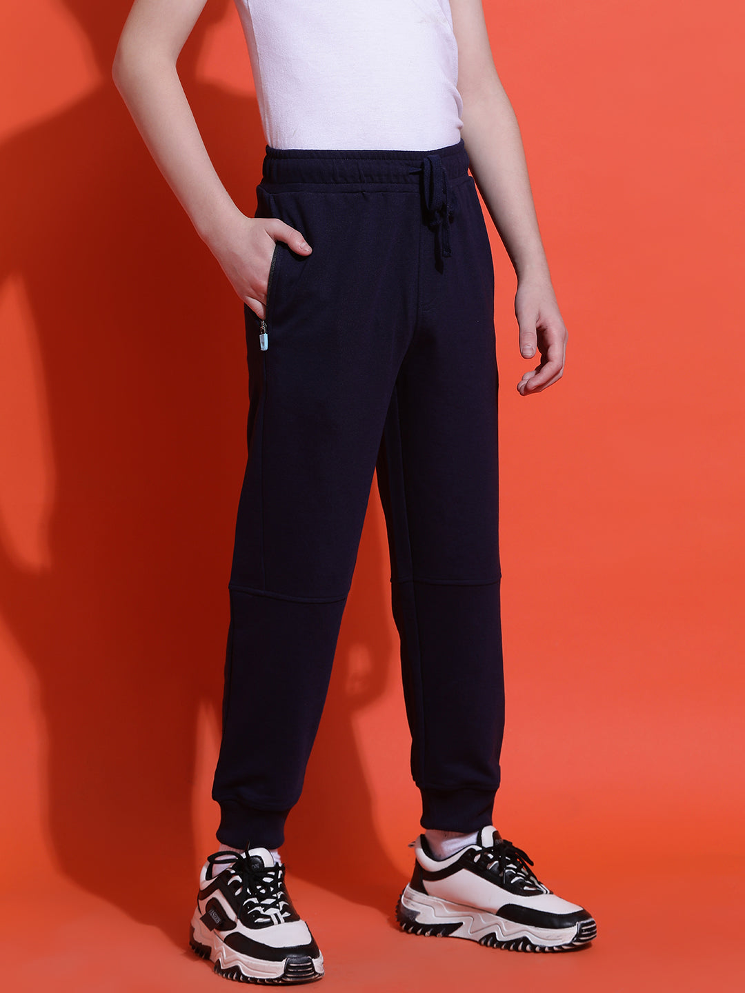 Lil Tomatoes Boys Cotton Looper Joggers Trackpant-Navy