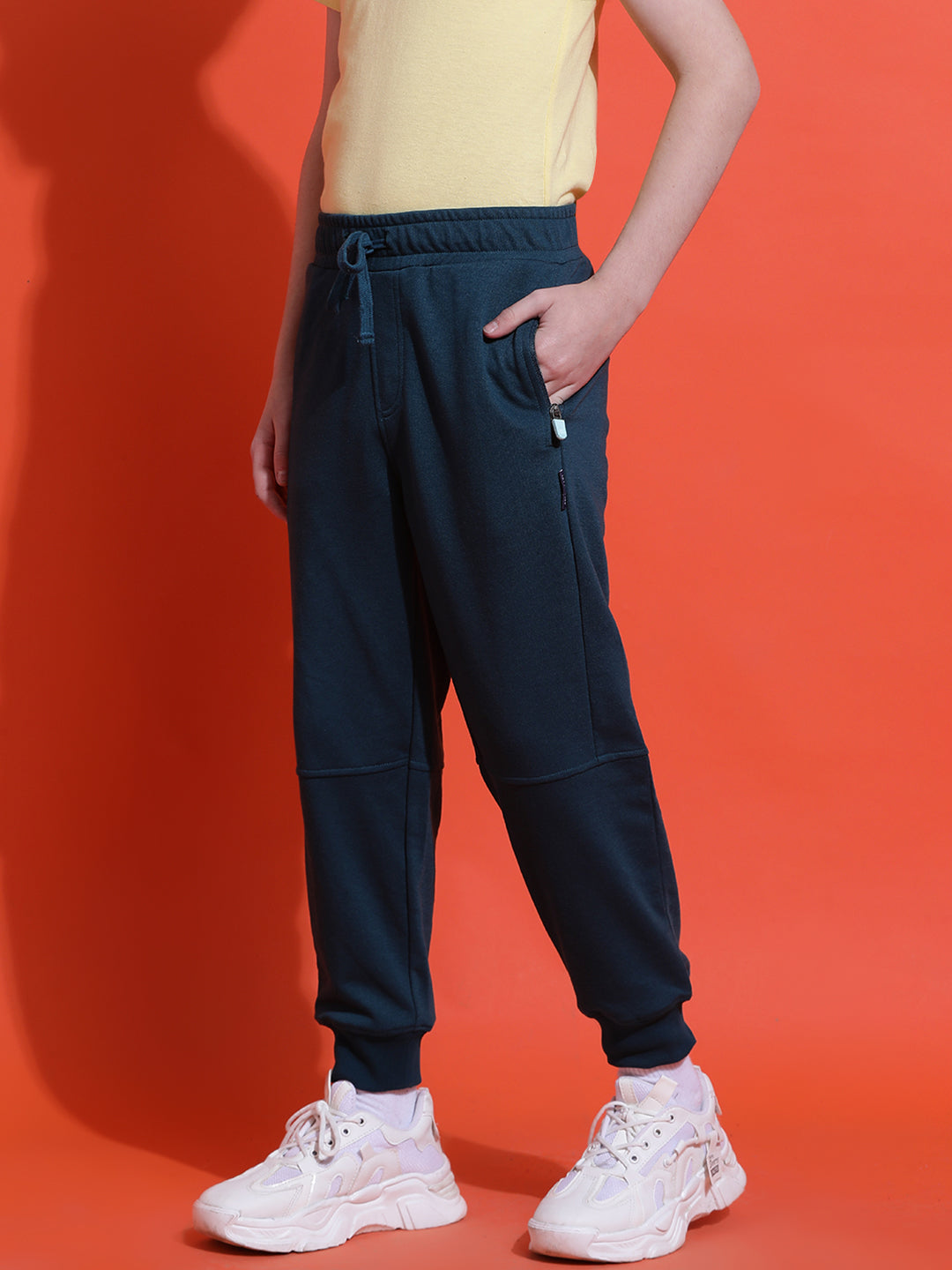 Lil Tomatoes Boys Cotton Looper Joggers Trackpant-Teal