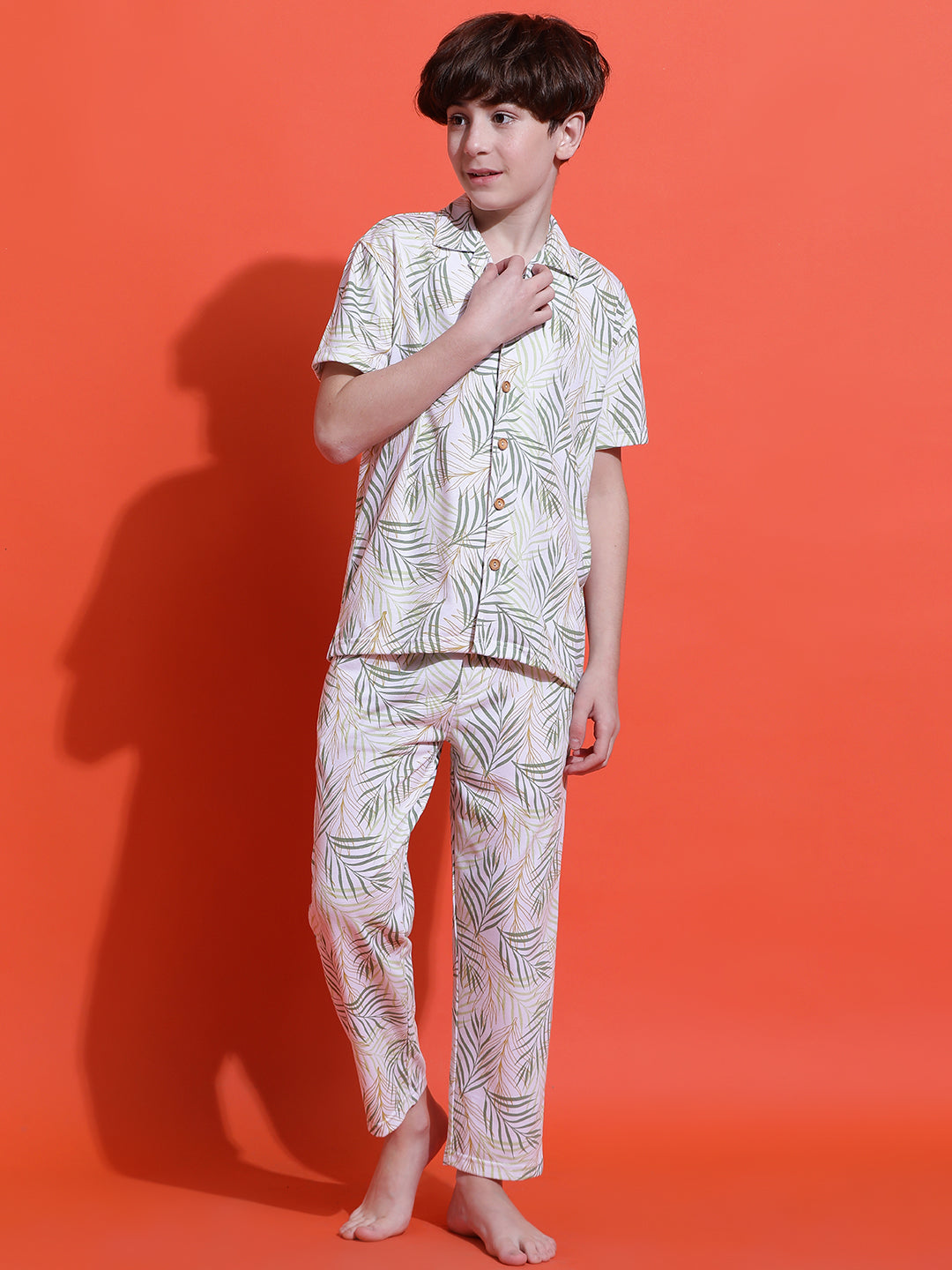Lil Tomatoes Boys Cotton Night Suits-White