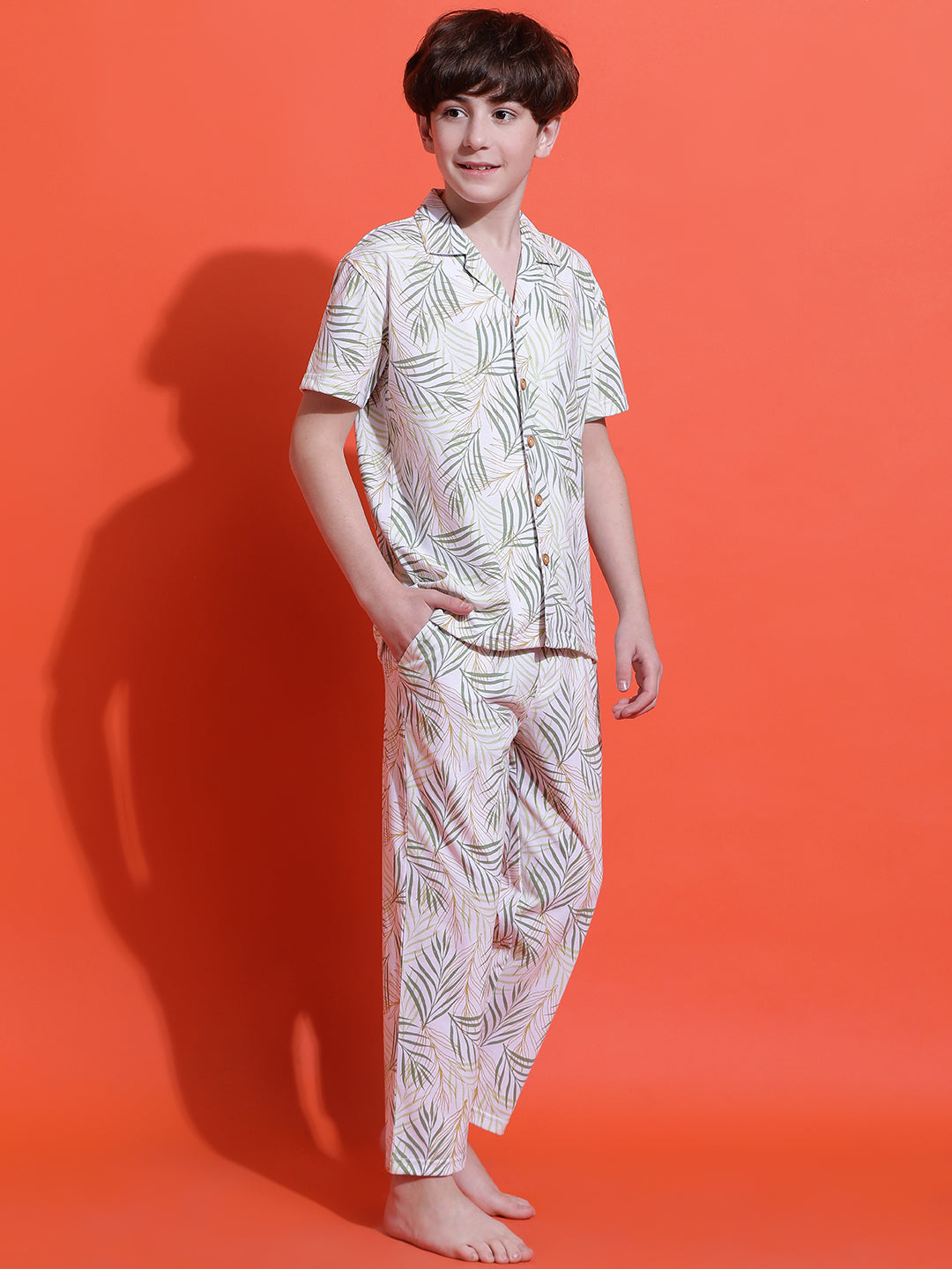 Lil Tomatoes Boys Cotton Night Suits-White