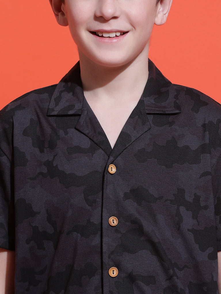 Lil Tomatoes Boys Cotton Night Suits-Charcoal