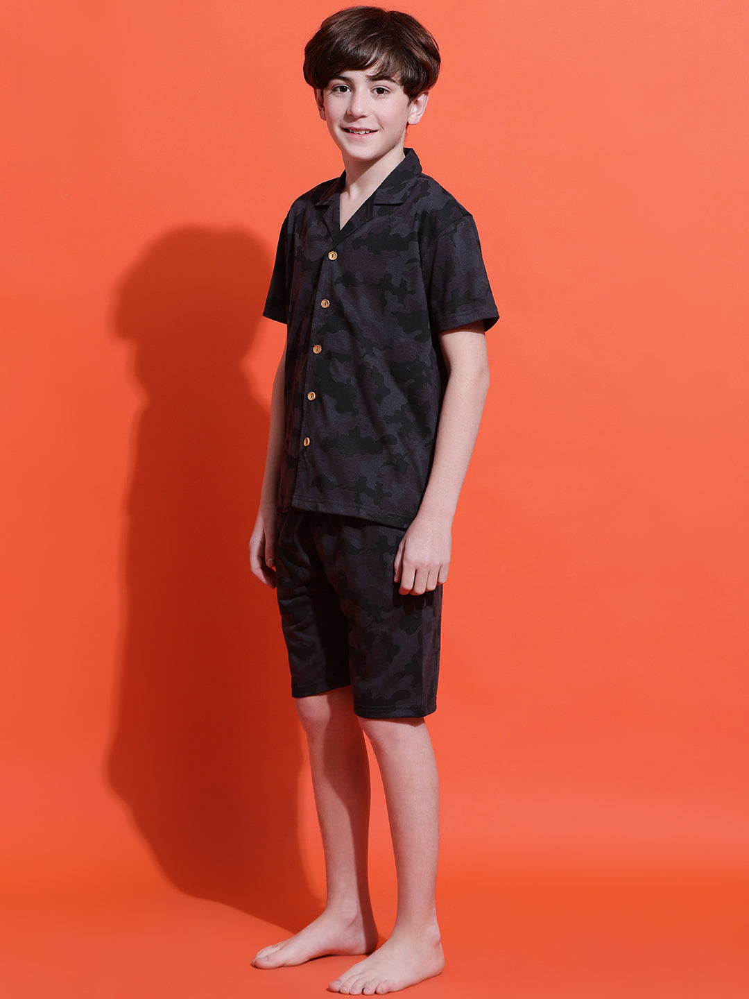 Lil Tomatoes Boys Cotton Night Suits-Charcoal