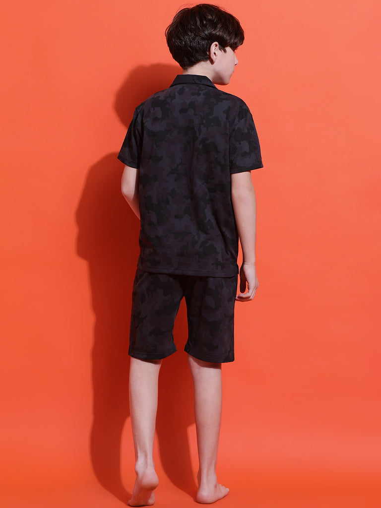Lil Tomatoes Boys Cotton Night Suits-Charcoal
