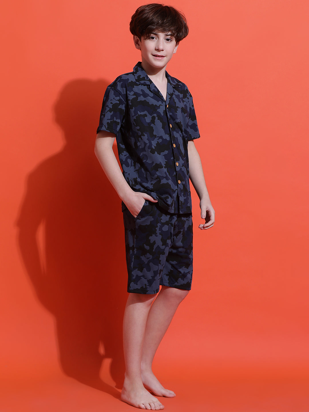 Lil Tomatoes Boys Cotton Night Suits-Navy