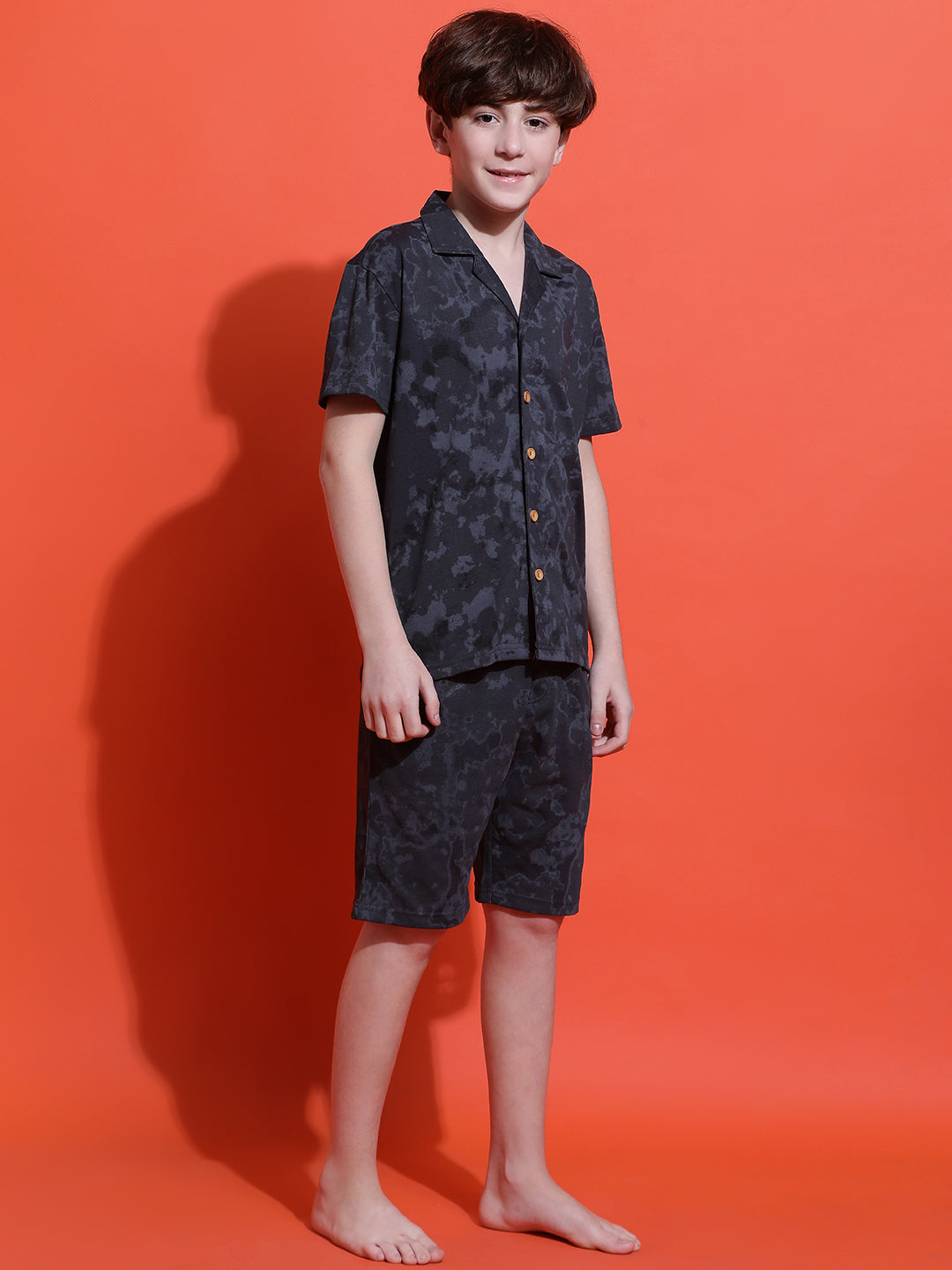 Lil Tomatoes Boys Cotton Night Suits-Charcoal