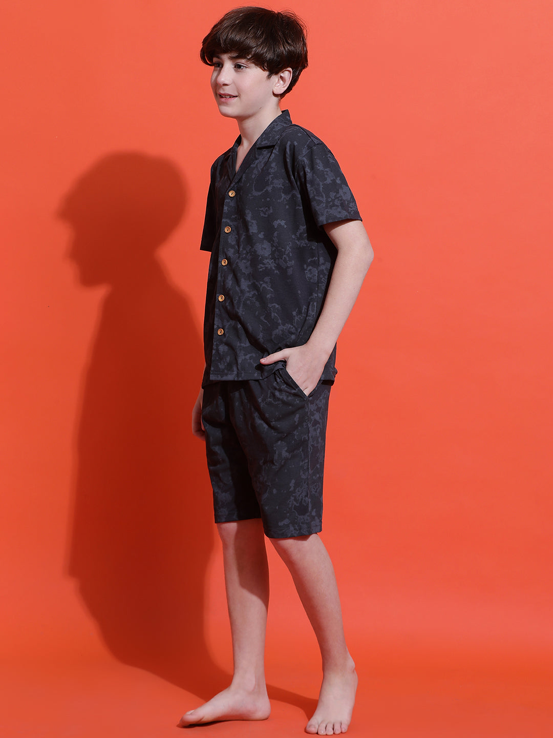 Lil Tomatoes Boys Cotton Night Suits-Charcoal