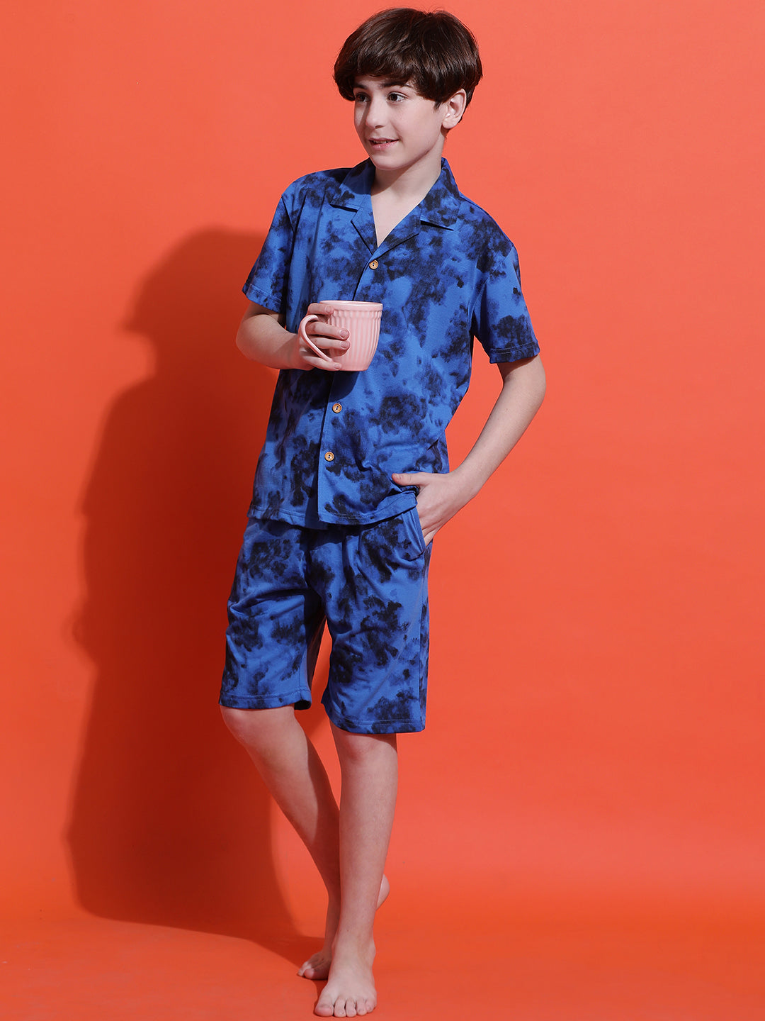 Lil Tomatoes Boys Cotton Night Suits-Royal
