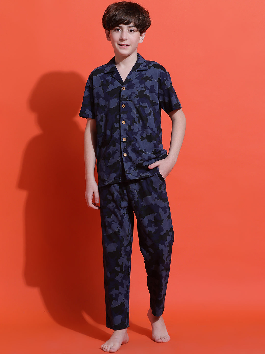 Lil Tomatoes Boys Cotton Night Suits-Navy