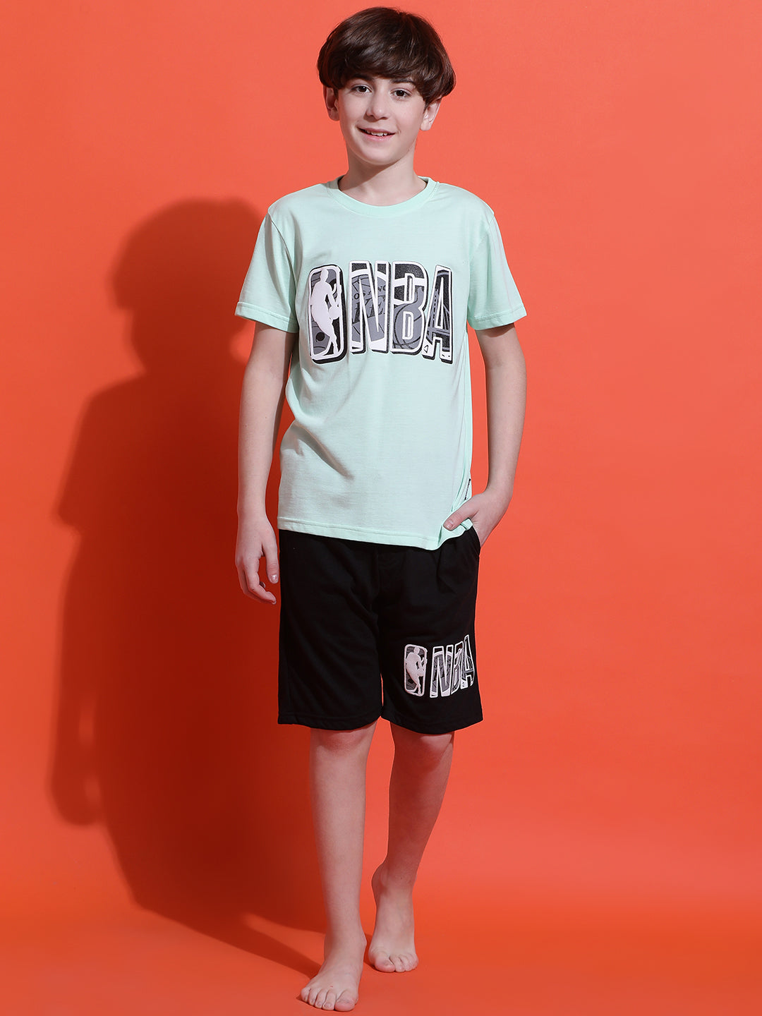 Lil Tomatoes Boys Cotton Night Suits-LtGreen