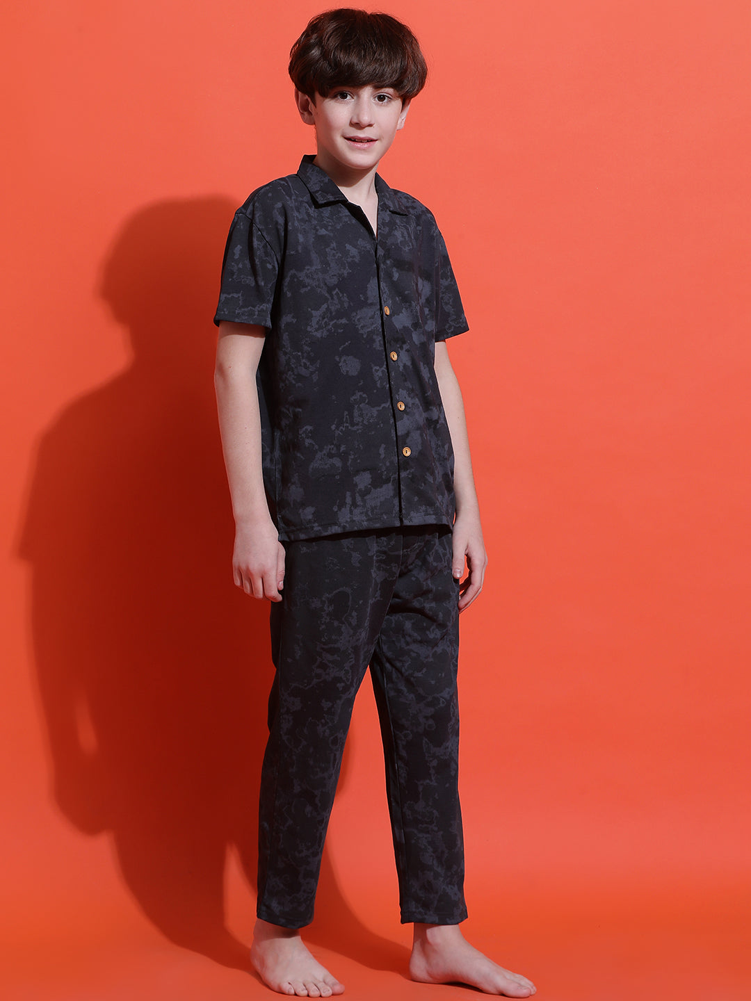 Lil Tomatoes Boys Cotton Night Suits-Charcoal