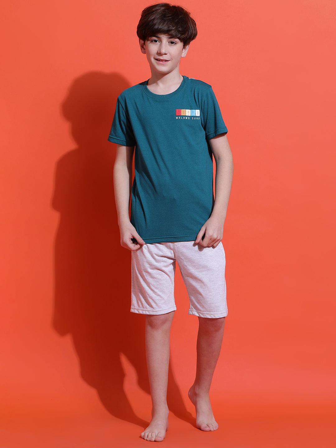 Lil Tomatoes Boys Cotton Night Suits-Teal