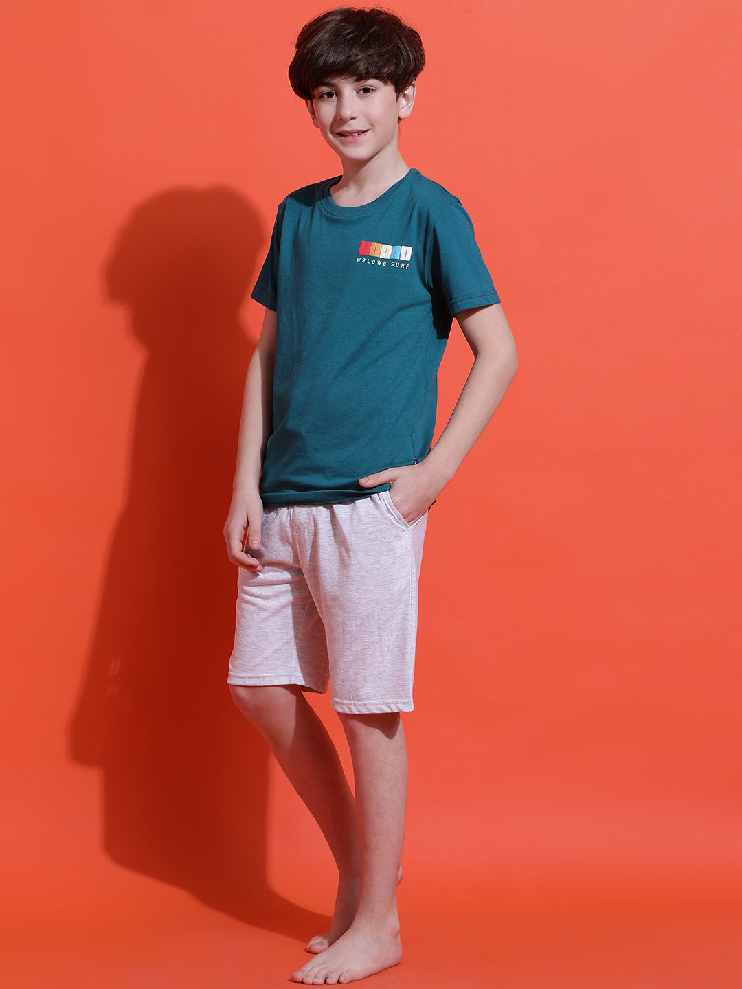 Lil Tomatoes Boys Cotton Night Suits-Teal