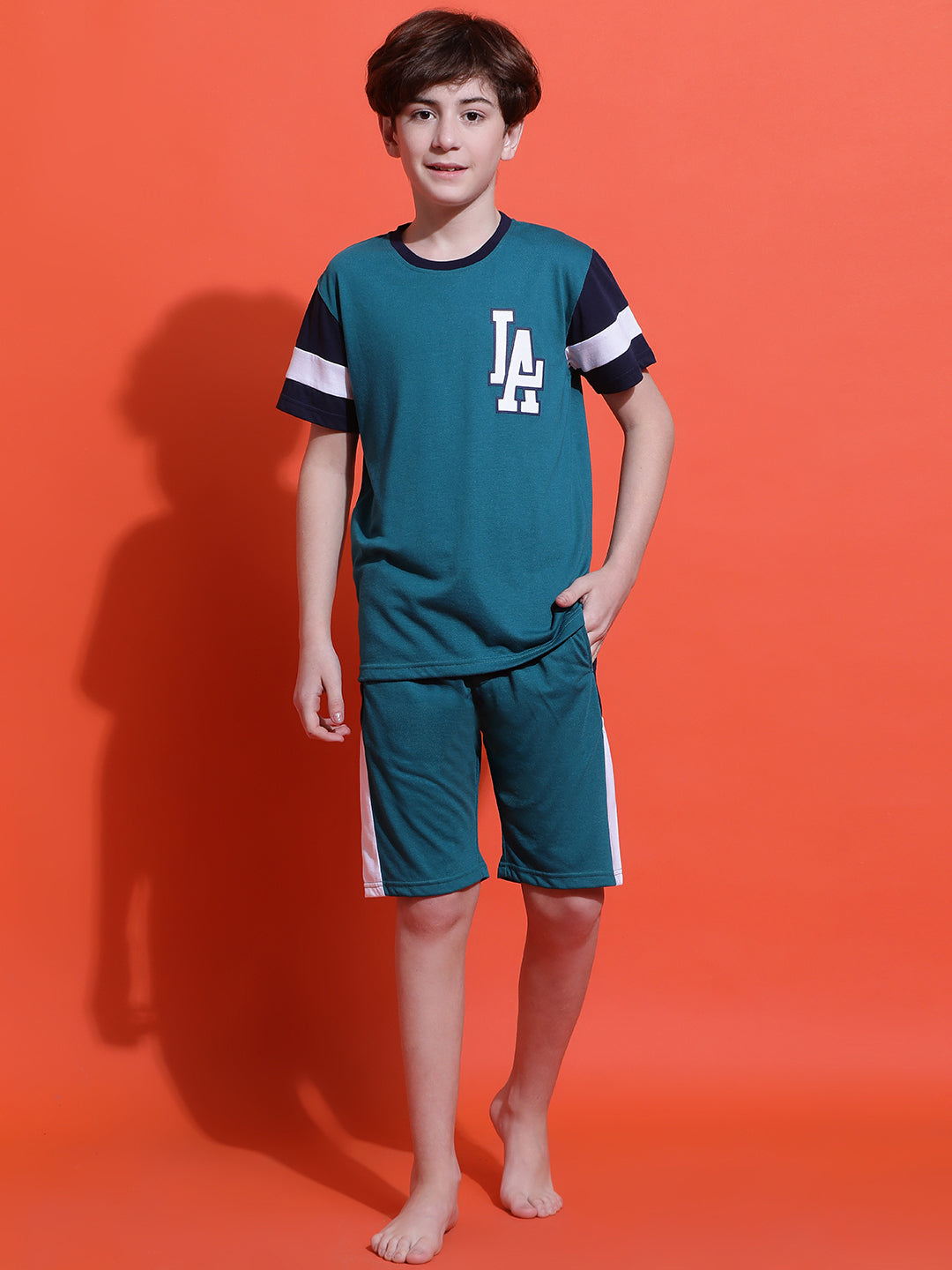 Lil Tomatoes Boys Cotton Night Suits-Teal