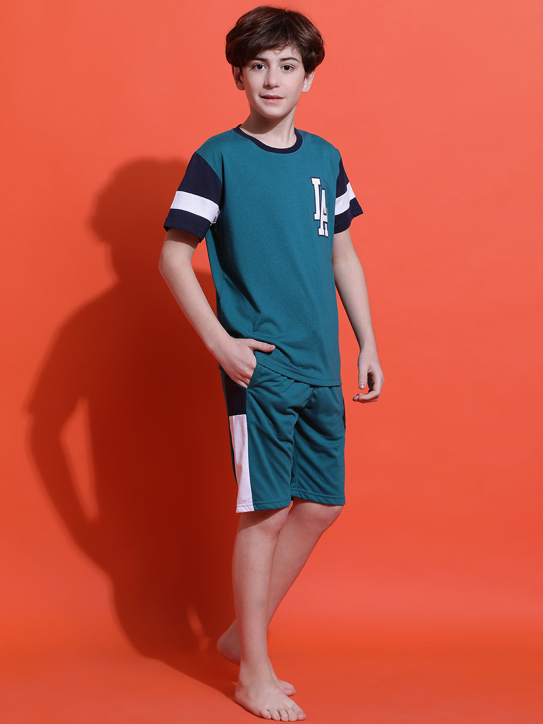 Lil Tomatoes Boys Cotton Night Suits-Teal