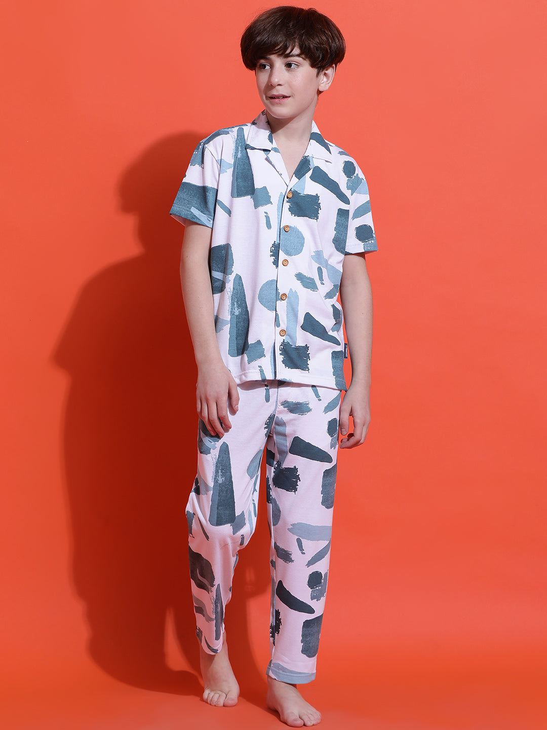 Lil Tomatoes Boys Cotton Night Suits-White
