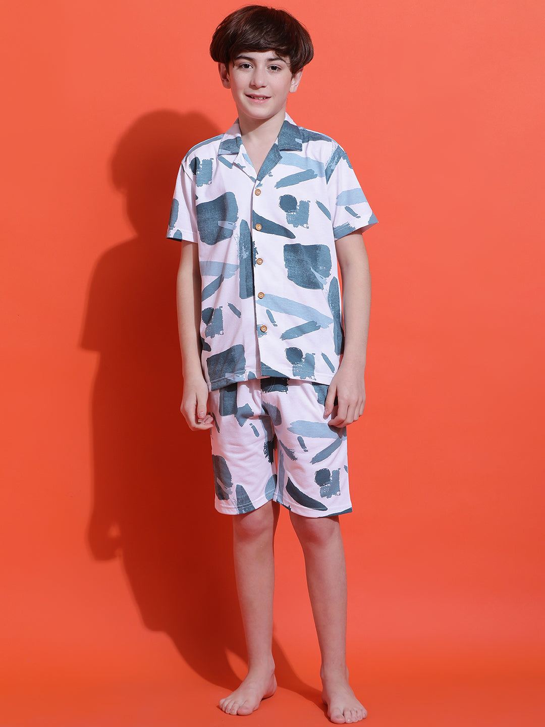 Lil Tomatoes Boys Cotton Night Suits-White