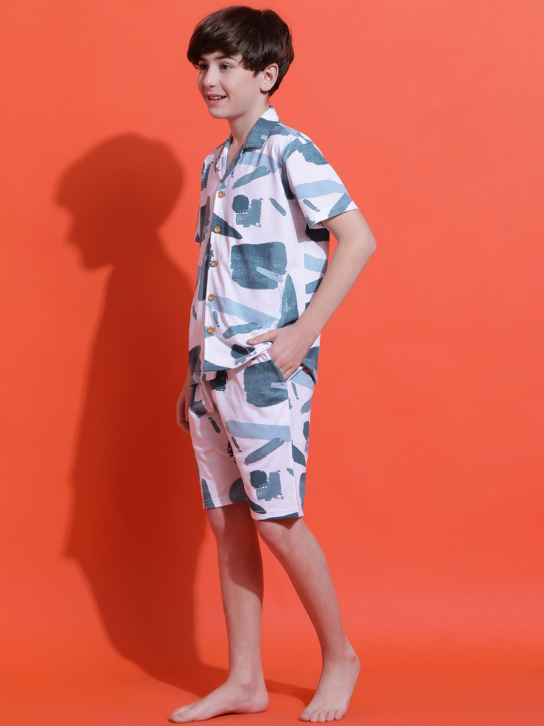 Lil Tomatoes Boys Cotton Night Suits-White