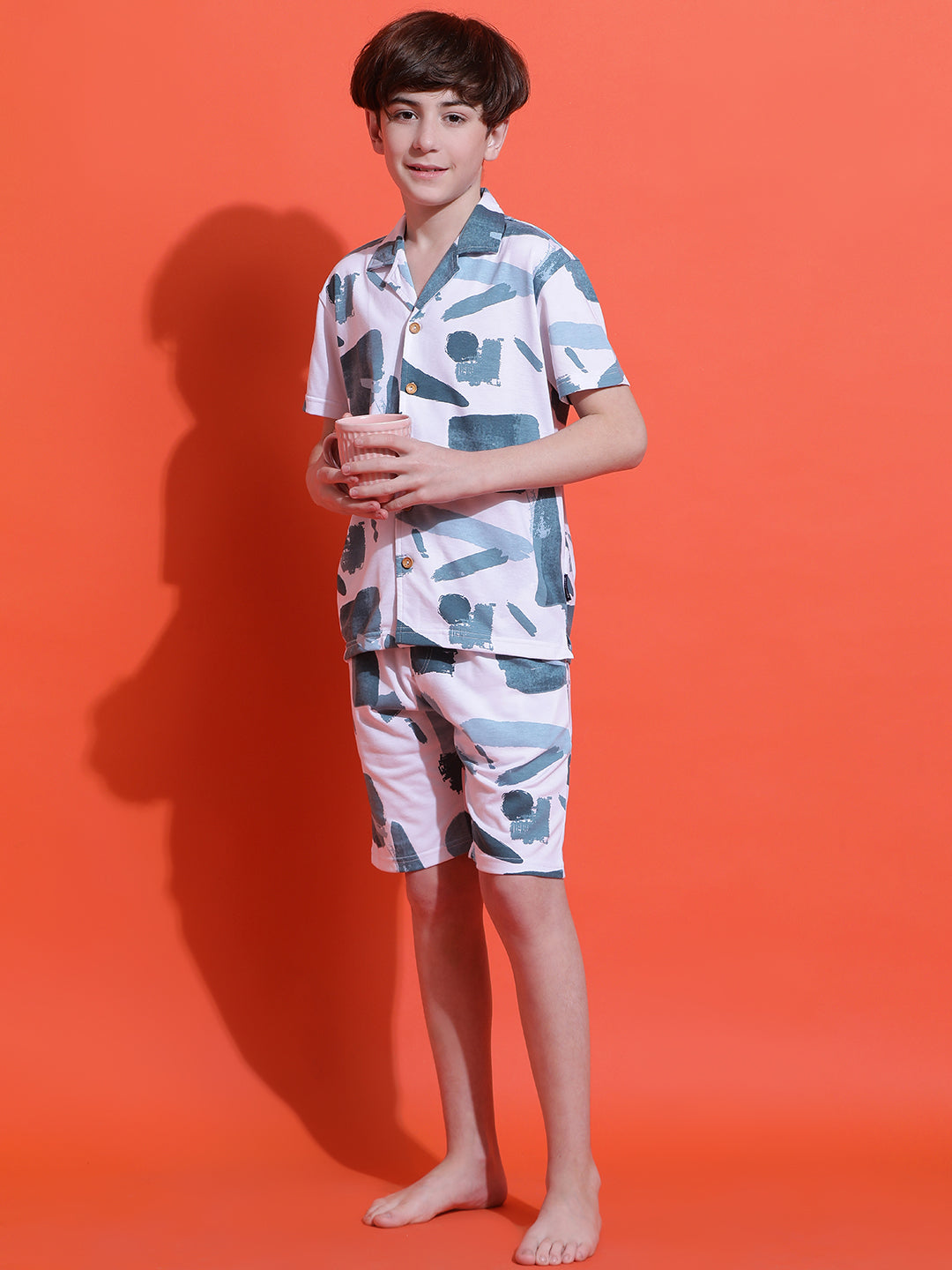 Lil Tomatoes Boys Cotton Night Suits-White
