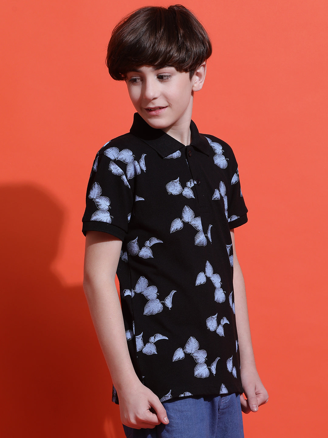 Lil Tomatoes Boys Cotton Polo T-shirt-Black