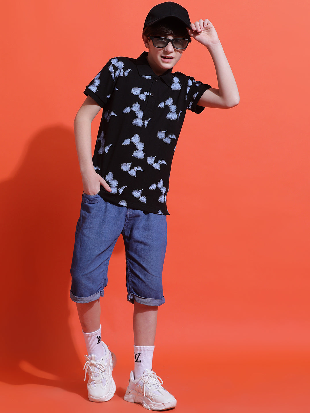 Lil Tomatoes Boys Cotton Polo T-shirt-Black