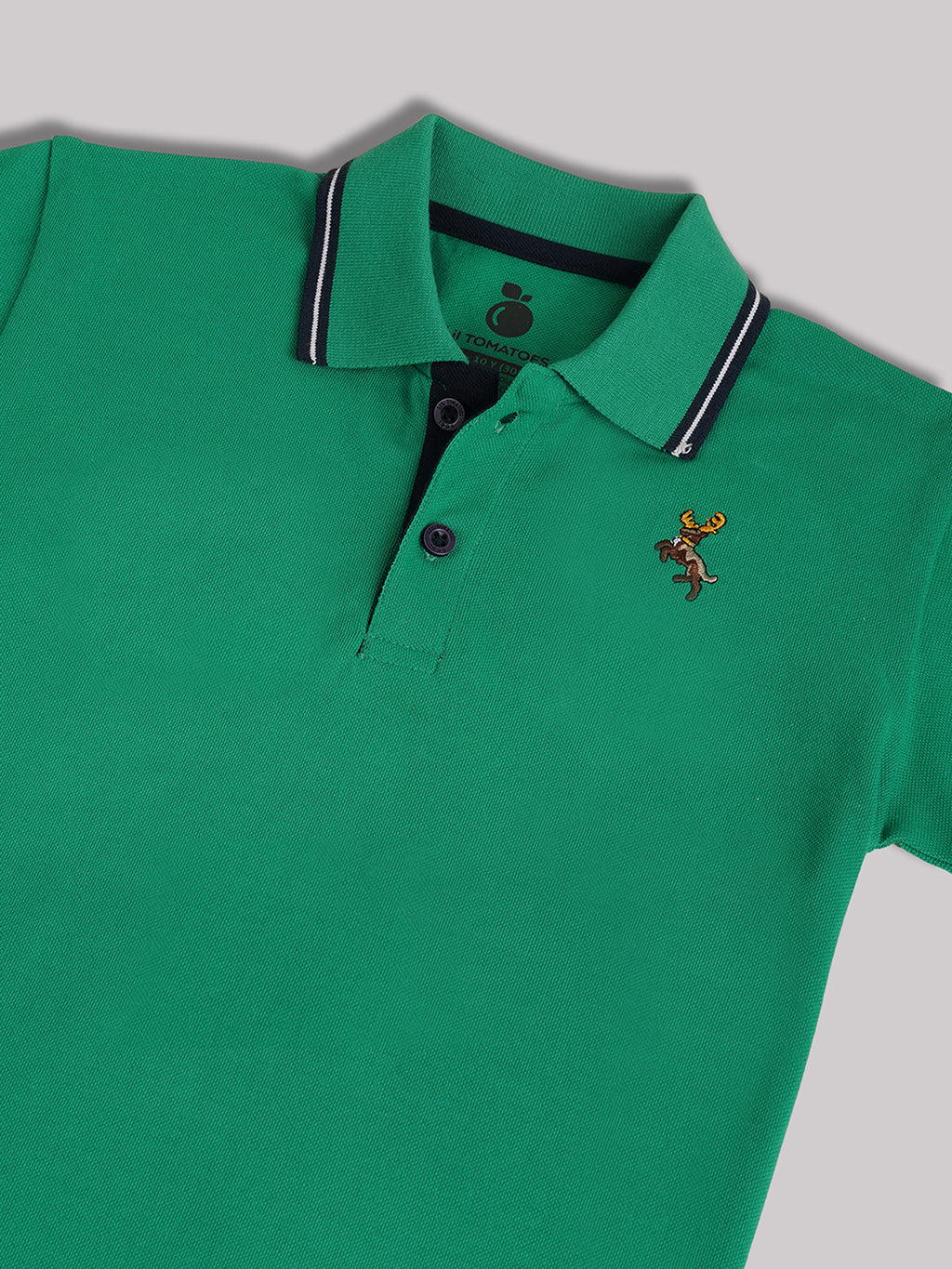 Lil Tomatoes Cotton Half Sleeves Solid Polo T-shirt-GREEN