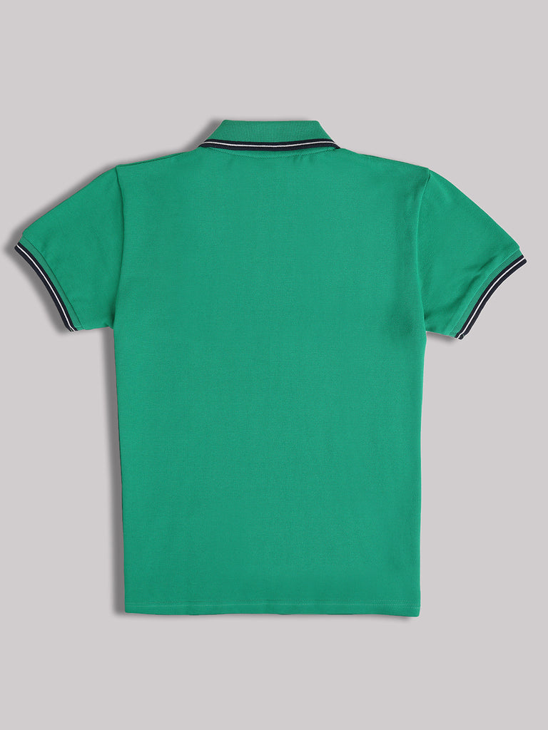 Lil Tomatoes Cotton Half Sleeves Solid Polo T-shirt-GREEN