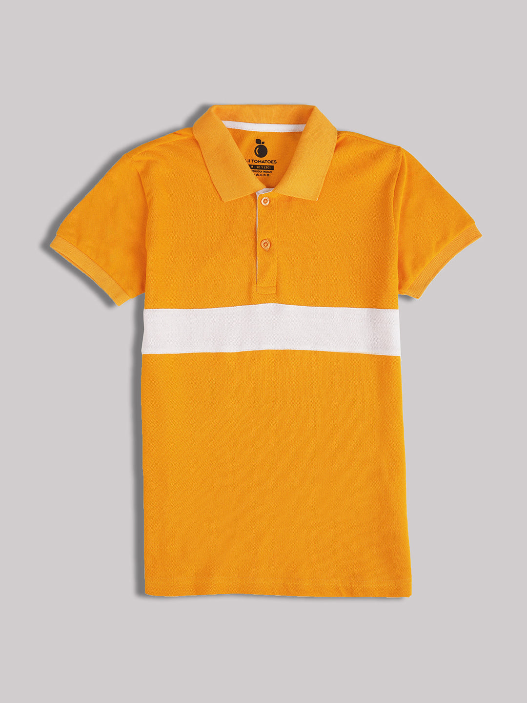 Lil Tomatoes Cotton Half Sleeves Striped Polo T-shirt-MUSTARD