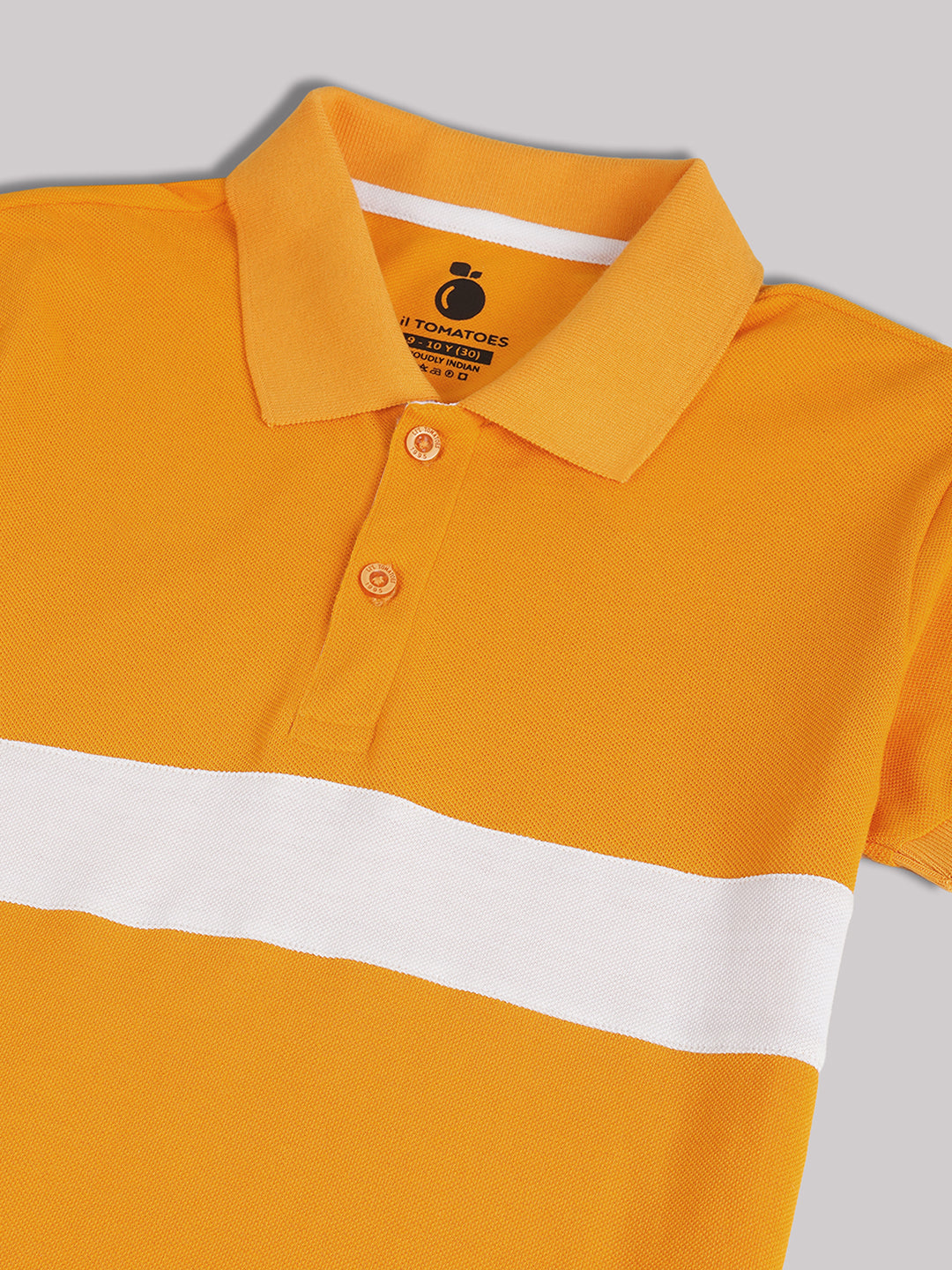 Lil Tomatoes Cotton Half Sleeves Striped Polo T-shirt-MUSTARD