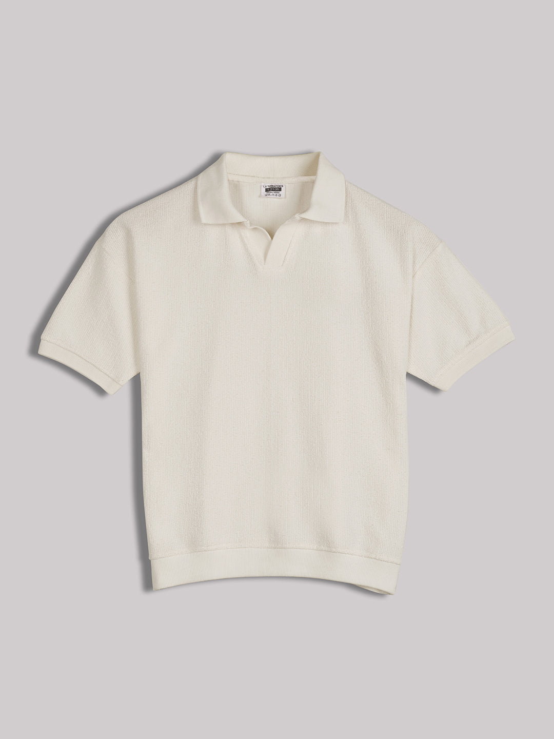 Lil Tomatoes Cotton Half Sleeves Solid Polo T-shirt-OFFWHITE