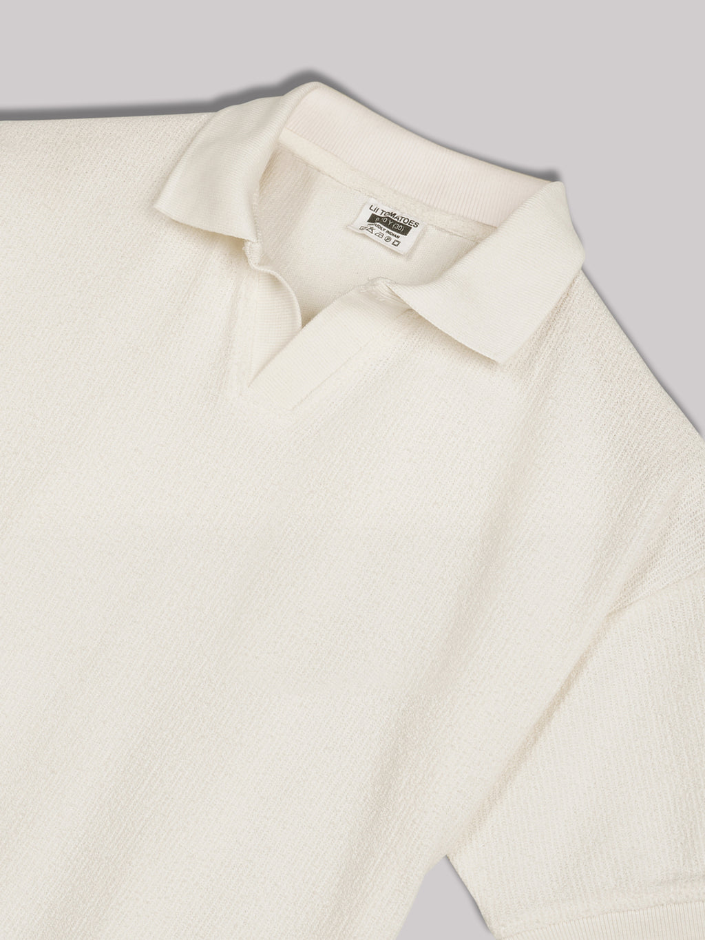 Lil Tomatoes Cotton Half Sleeves Solid Polo T-shirt-OFFWHITE