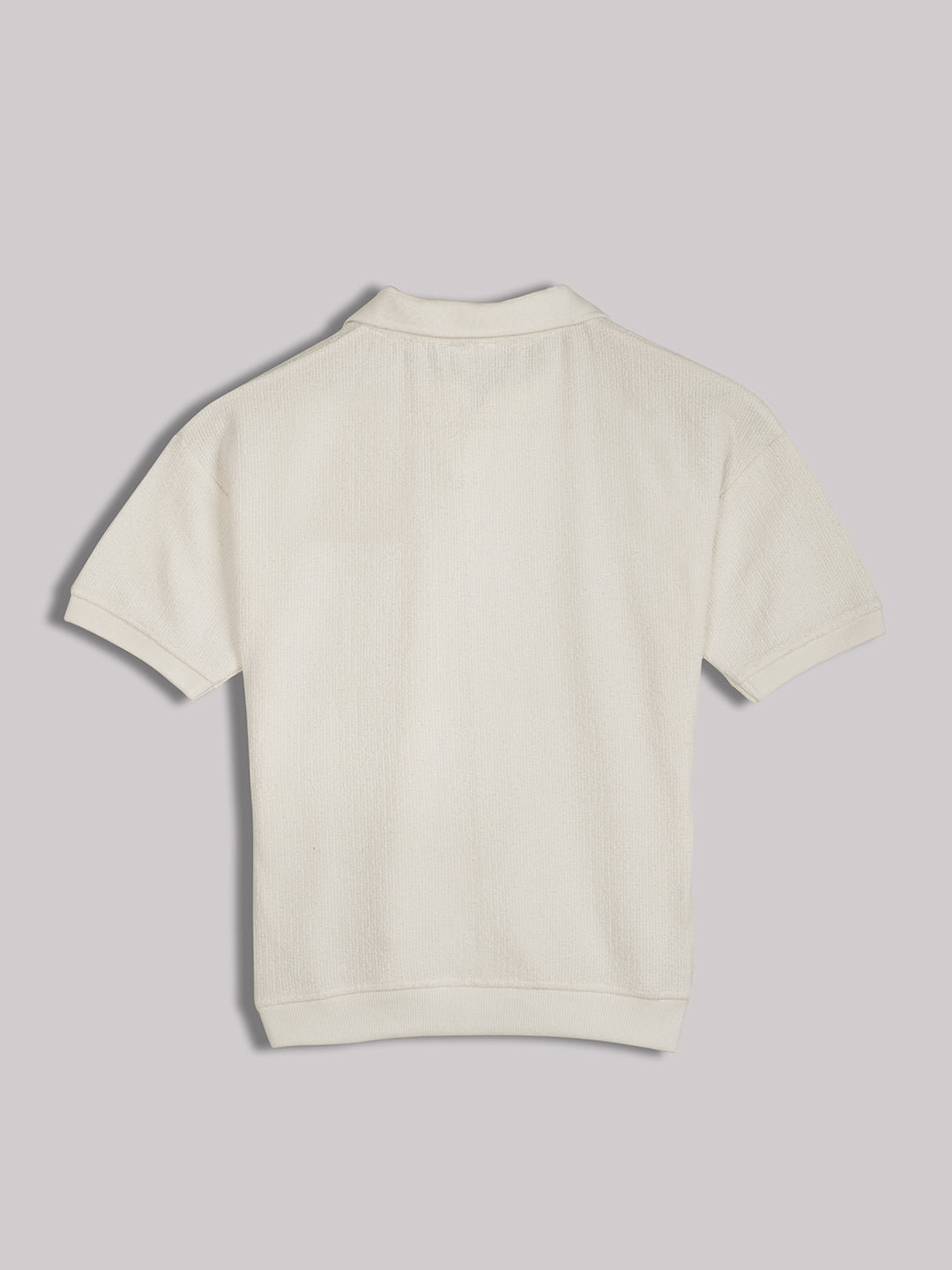 Lil Tomatoes Cotton Half Sleeves Solid Polo T-shirt-OFFWHITE