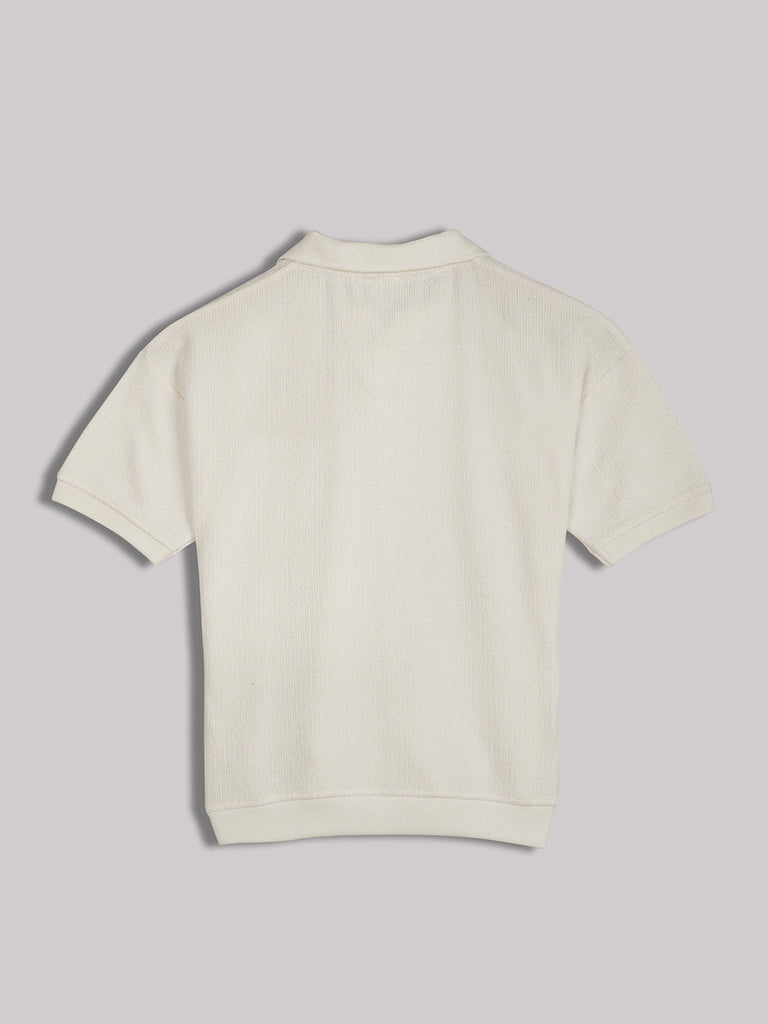 Lil Tomatoes Cotton Half Sleeves Solid Polo T-shirt-OFFWHITE
