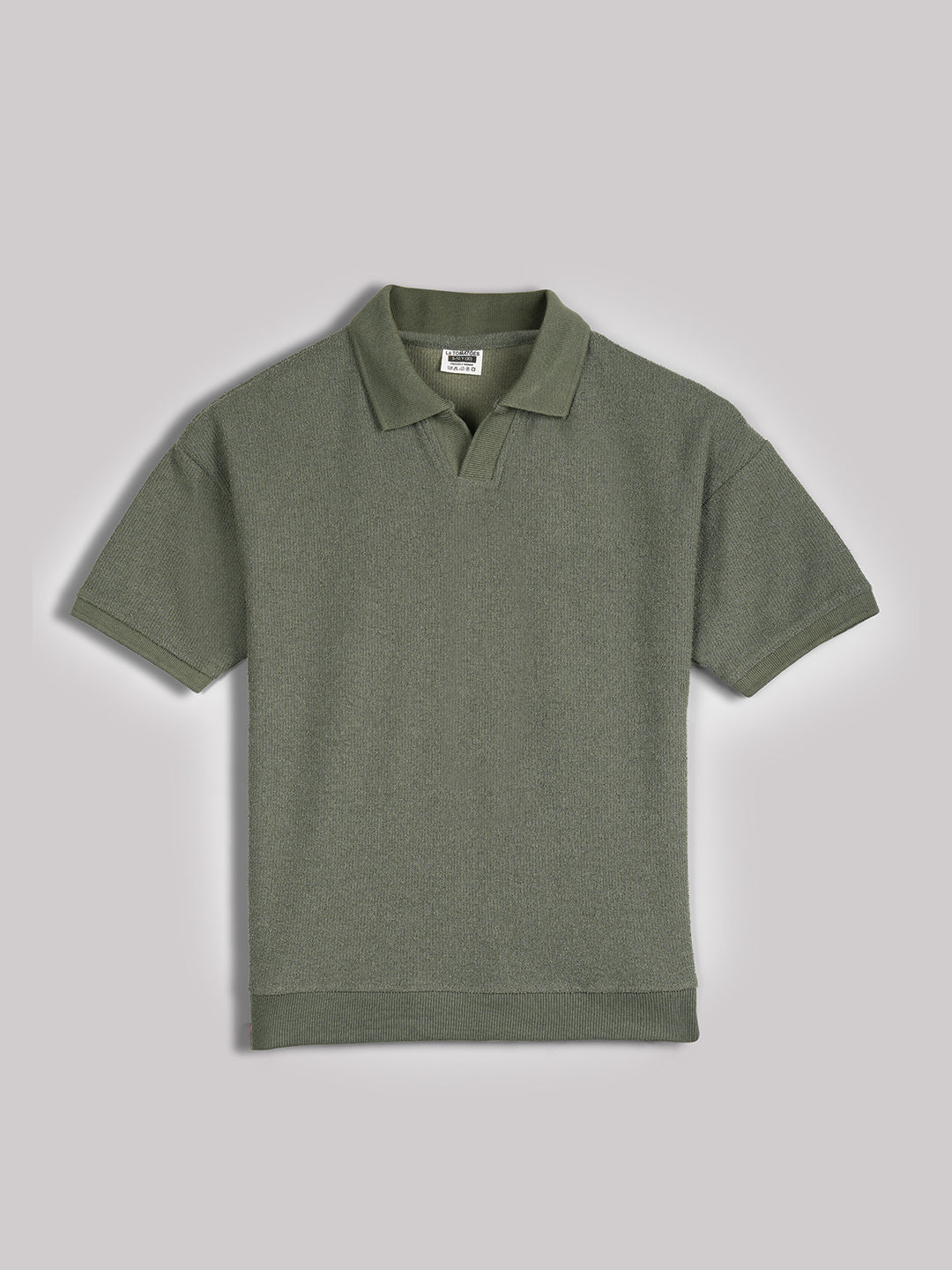 Lil Tomatoes  Cotton Half Sleeves Solid Polo T-shirt-OILGREEN