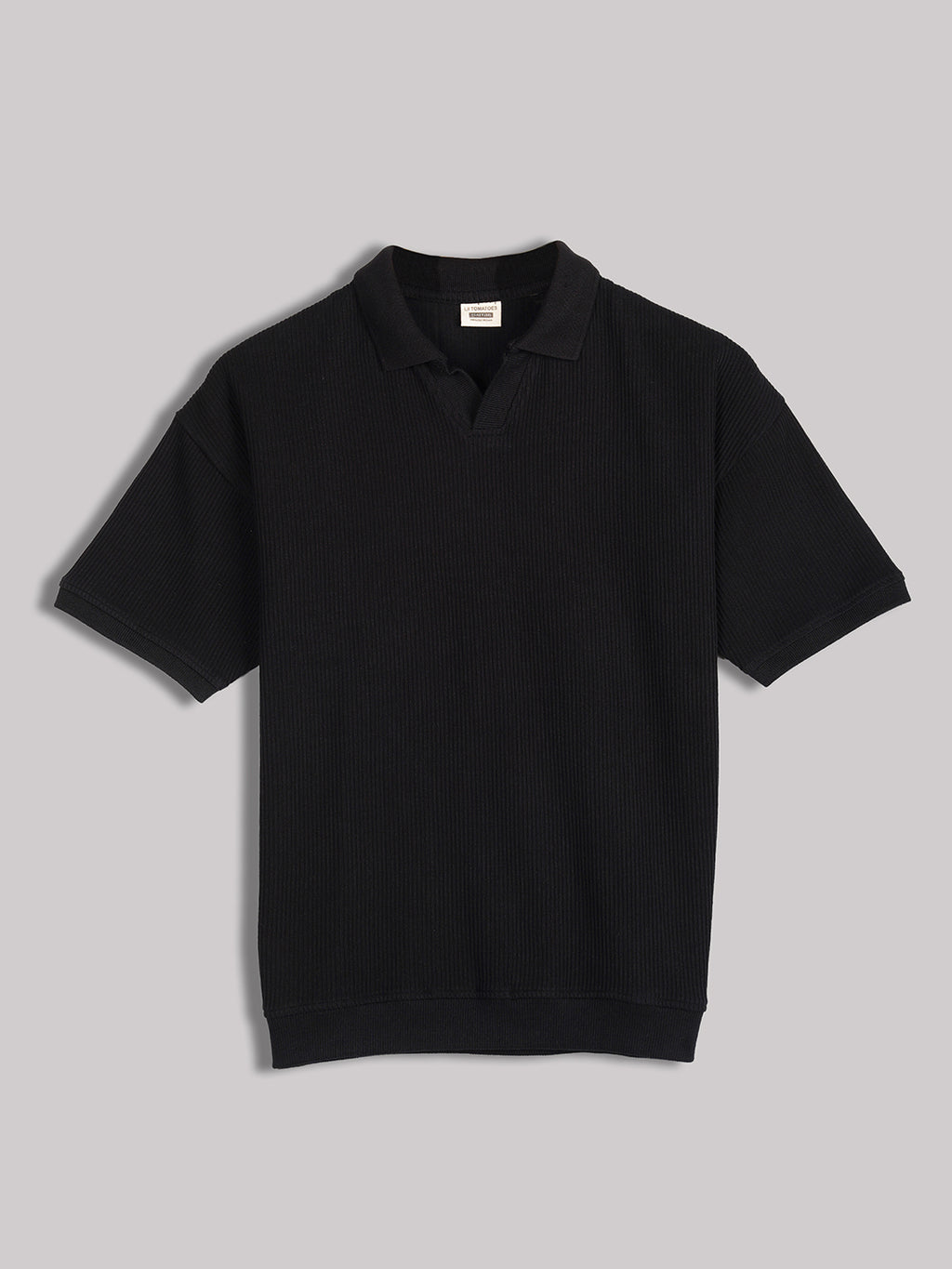 Lil Tomatoes Cotton Half Sleeves Solid Polo T-shirt-BLACK