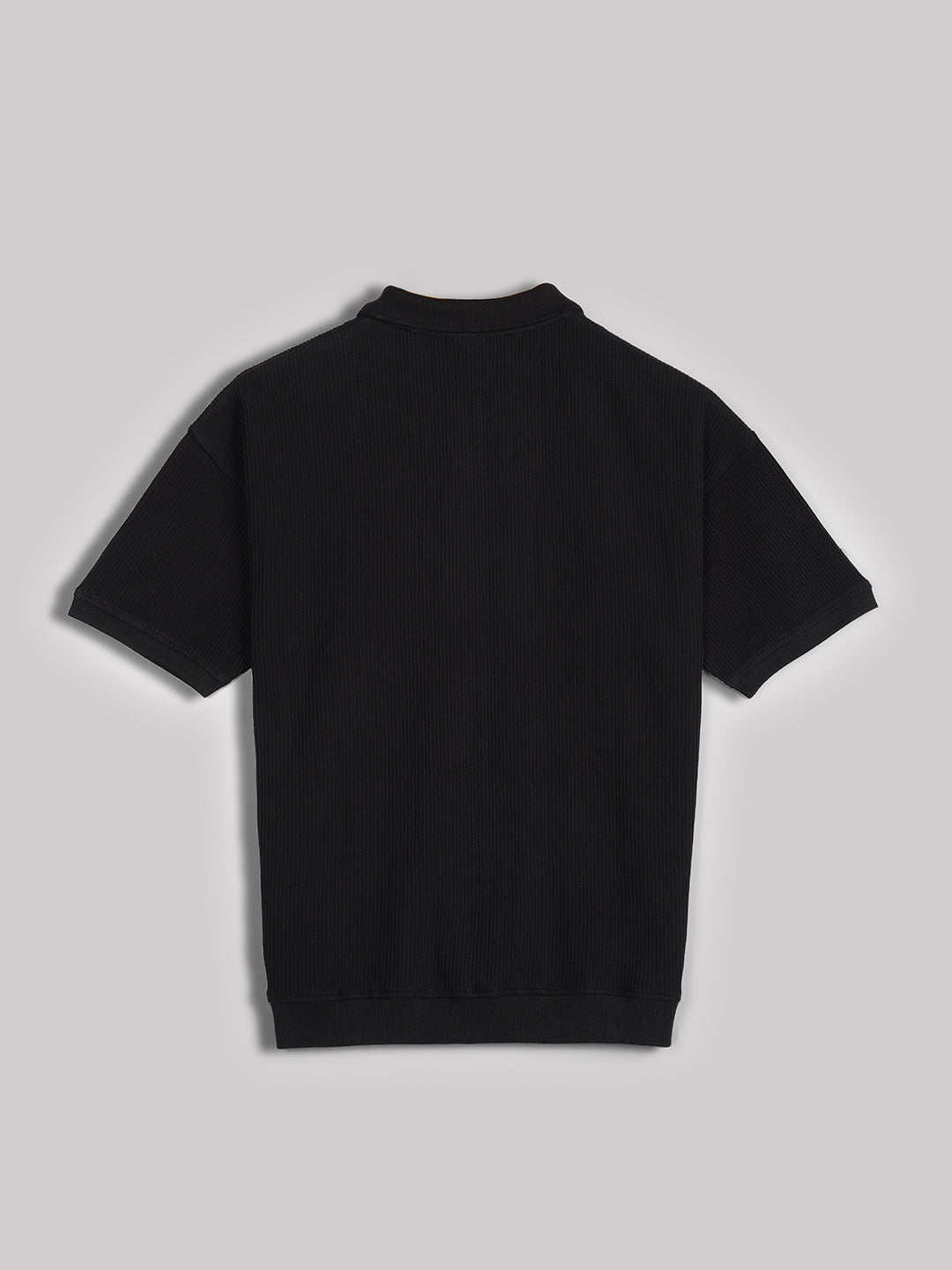 Lil Tomatoes Cotton Half Sleeves Solid Polo T-shirt-BLACK