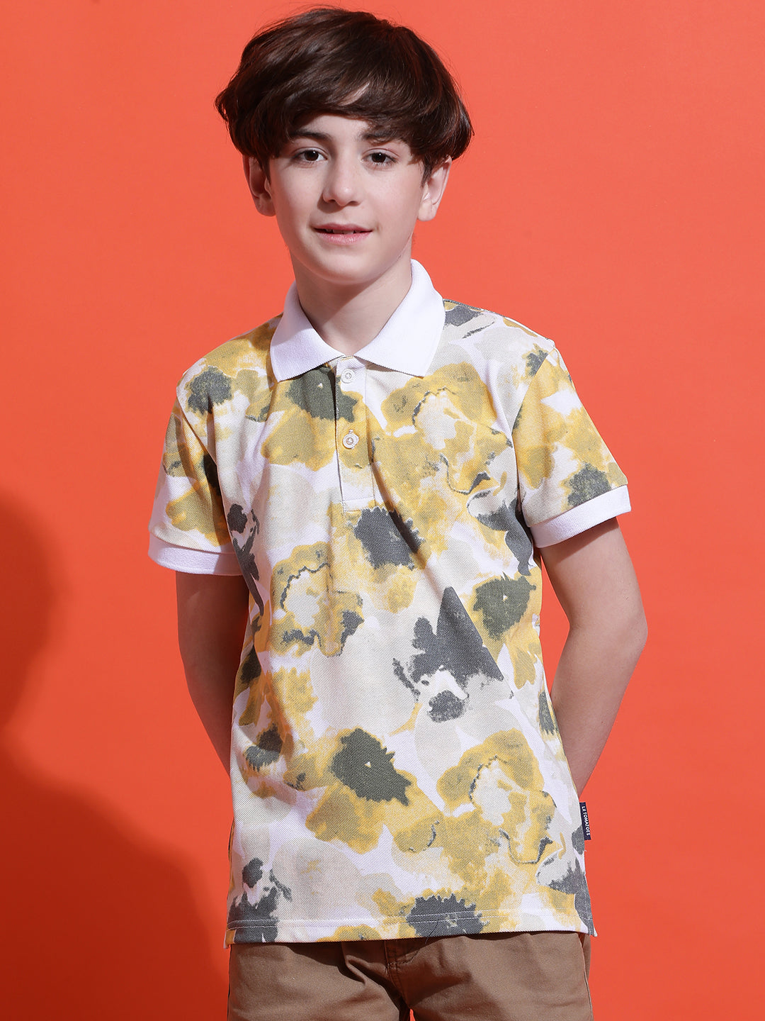 Lil Tomatoes Boys Cotton Polo T-shirt-Mustard
